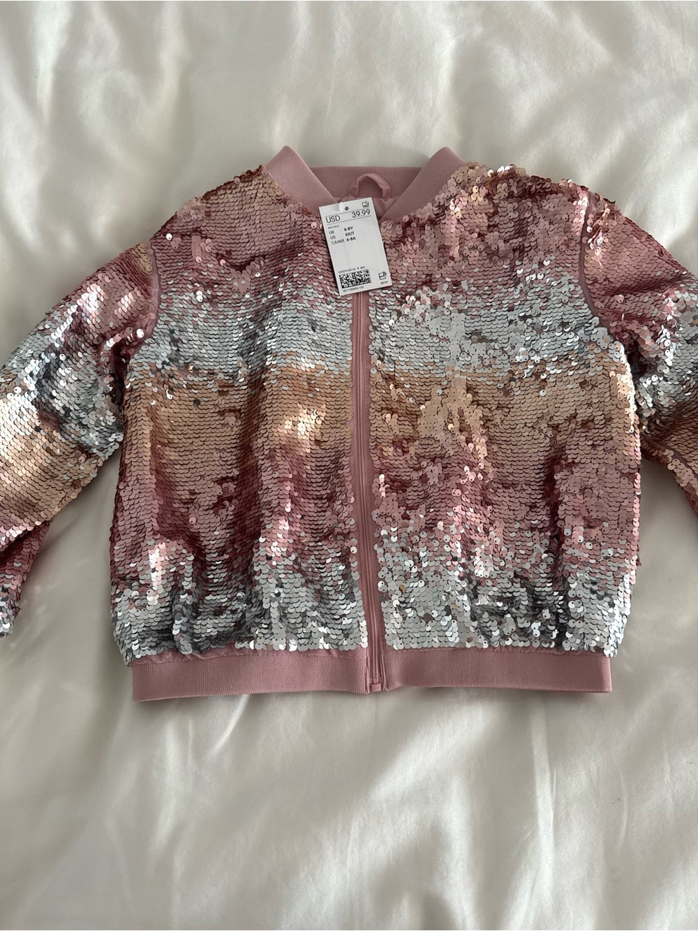H&M girls Sequin Bomber- size 6/6X- NWT